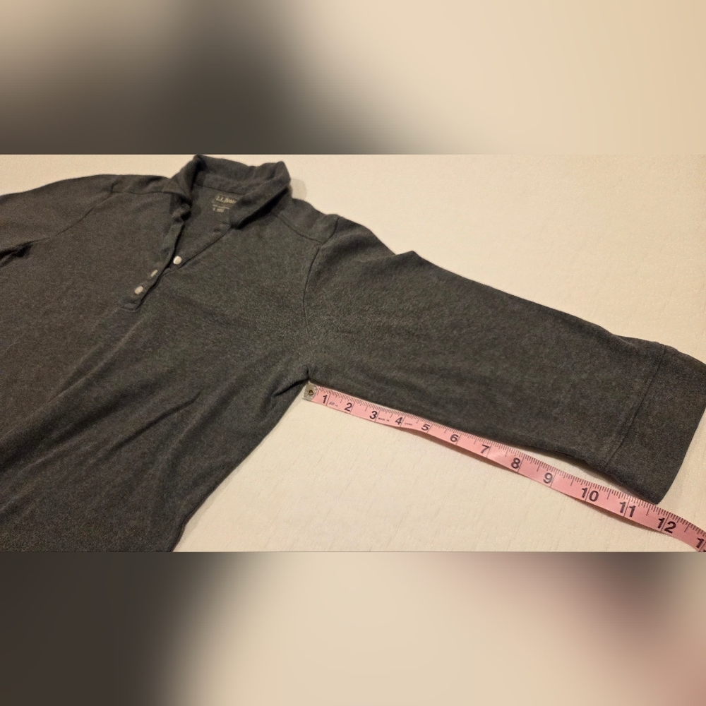 L.L.Bean Charcoal Three-Quarter Sleeve Henley Top - Picture 3 of 7